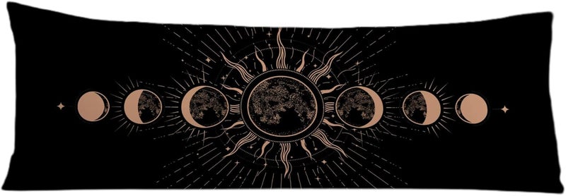Exqcom Store Mystical Boho Moon Phases Body Pillow Covers 20x54, Witchy Celestial Sun and Moon Astrology Long Body Pillow Case Cover with Hidden Zipper for Women Men Adults Kids Girls Boys - Image 1